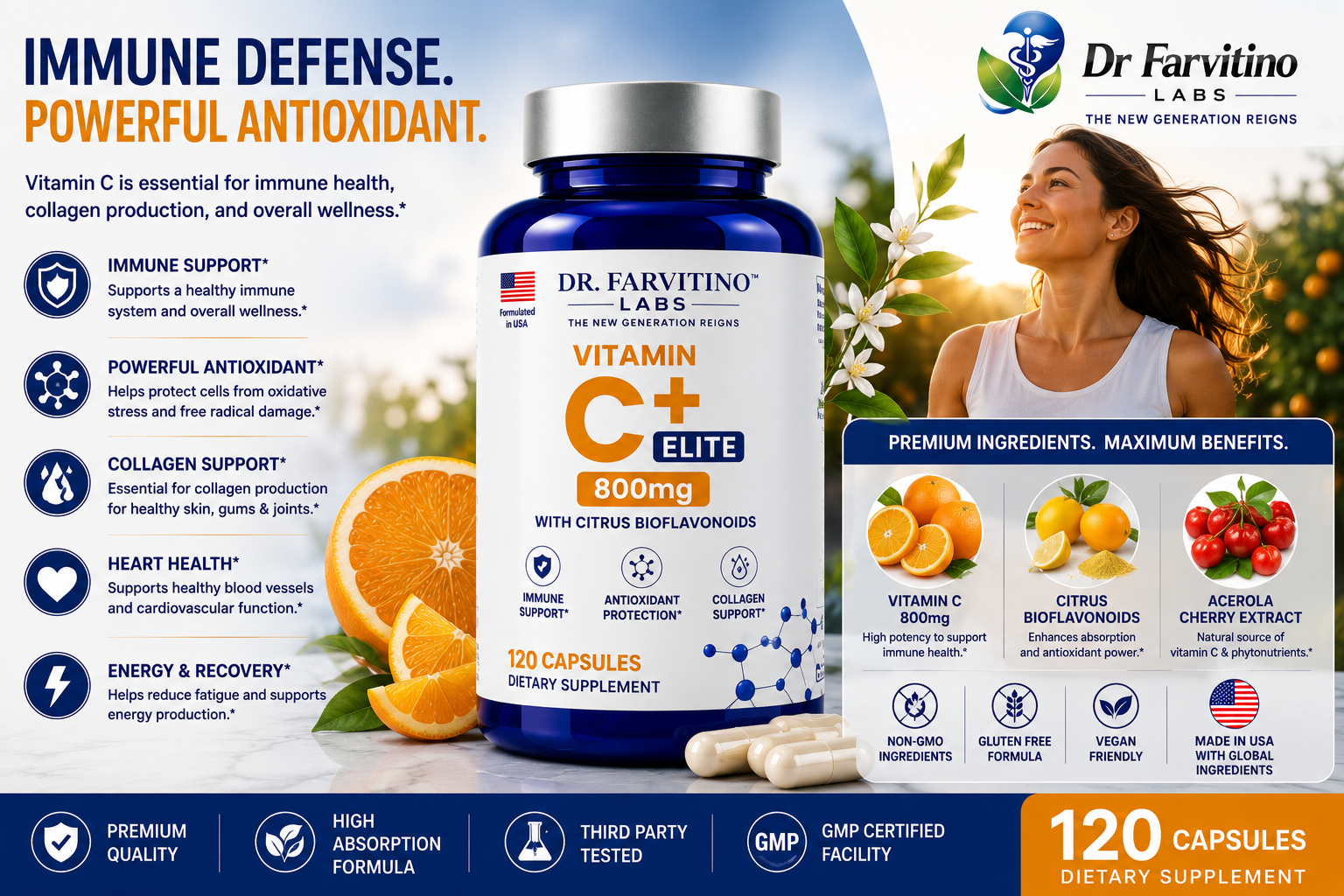 DR. FARVITINO LABS Vitamin C+ Elite 800mg with Citrus Bioflavonoids