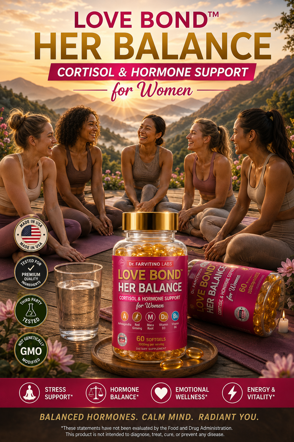 Her Balance Cortisol Hormone Support – Ashwagandha, Maca, Ginseng Softgels