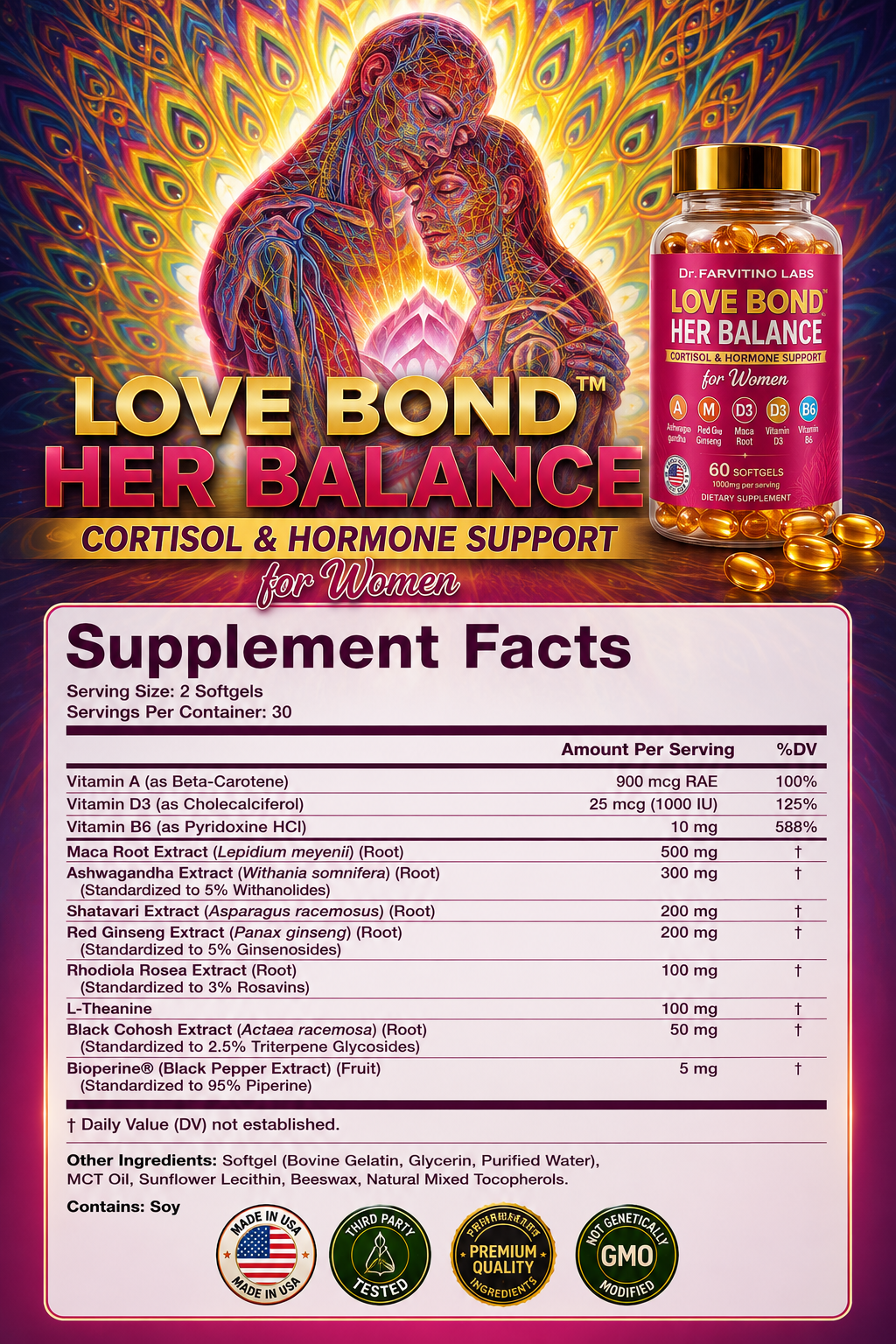 Her Balance Cortisol Hormone Support – Ashwagandha, Maca, Ginseng Softgels