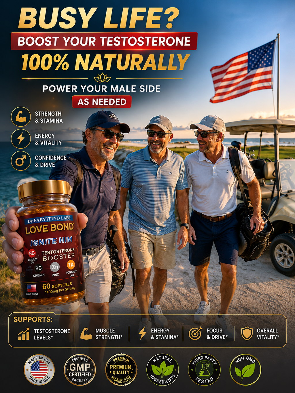 Natural Testosterone Booster for Men – Tongkat Ali, Ashwagandha, Zinc – Strength, Stamina, Drive (60 Softgels)