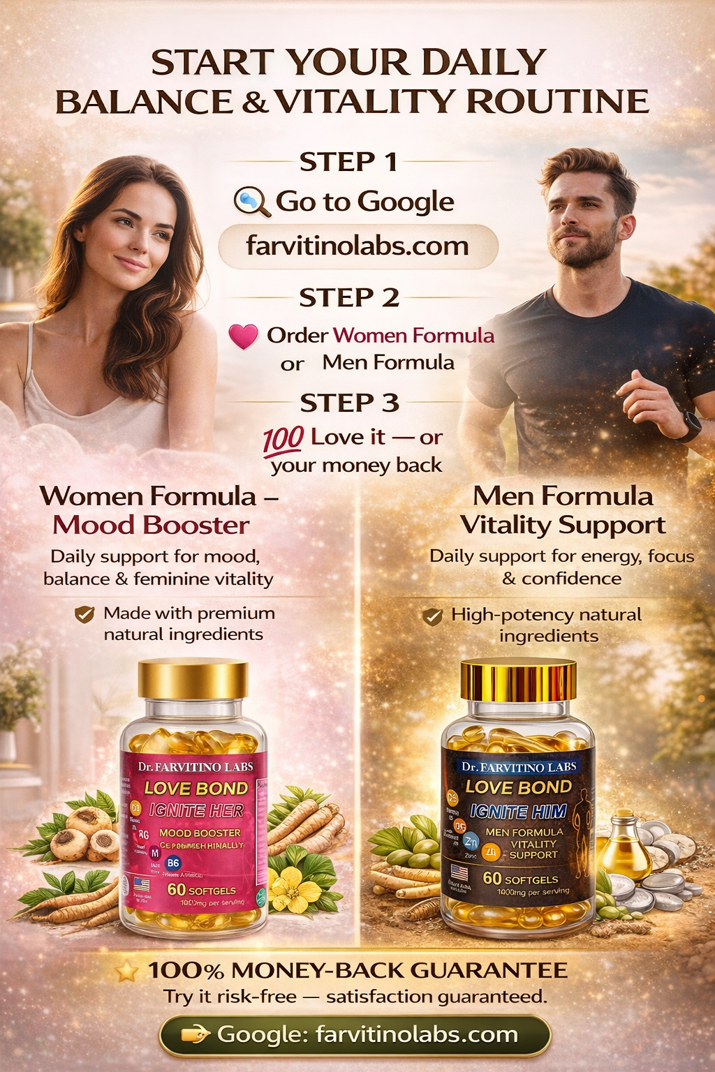 Men & Women Hormonal Support Bundle – Testosterone for Him & Estrogen Balance for Her, Energy, Mood, Vitality & Desire