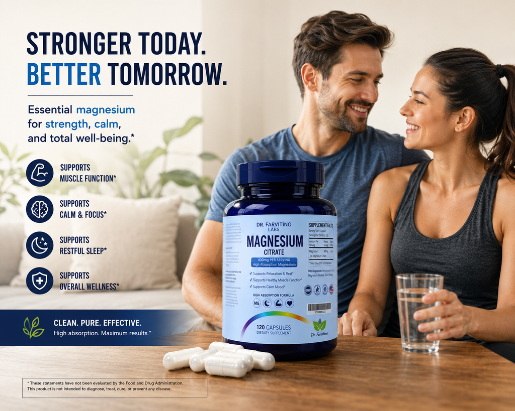 Magnesium Citrate Capsules 400mg – High Absorption Magnesium Supplement – Supports Muscle Function, Relaxation, Calm Mood & Nervous System Health – 120 Capsules – Non-GMO – Made in USA**