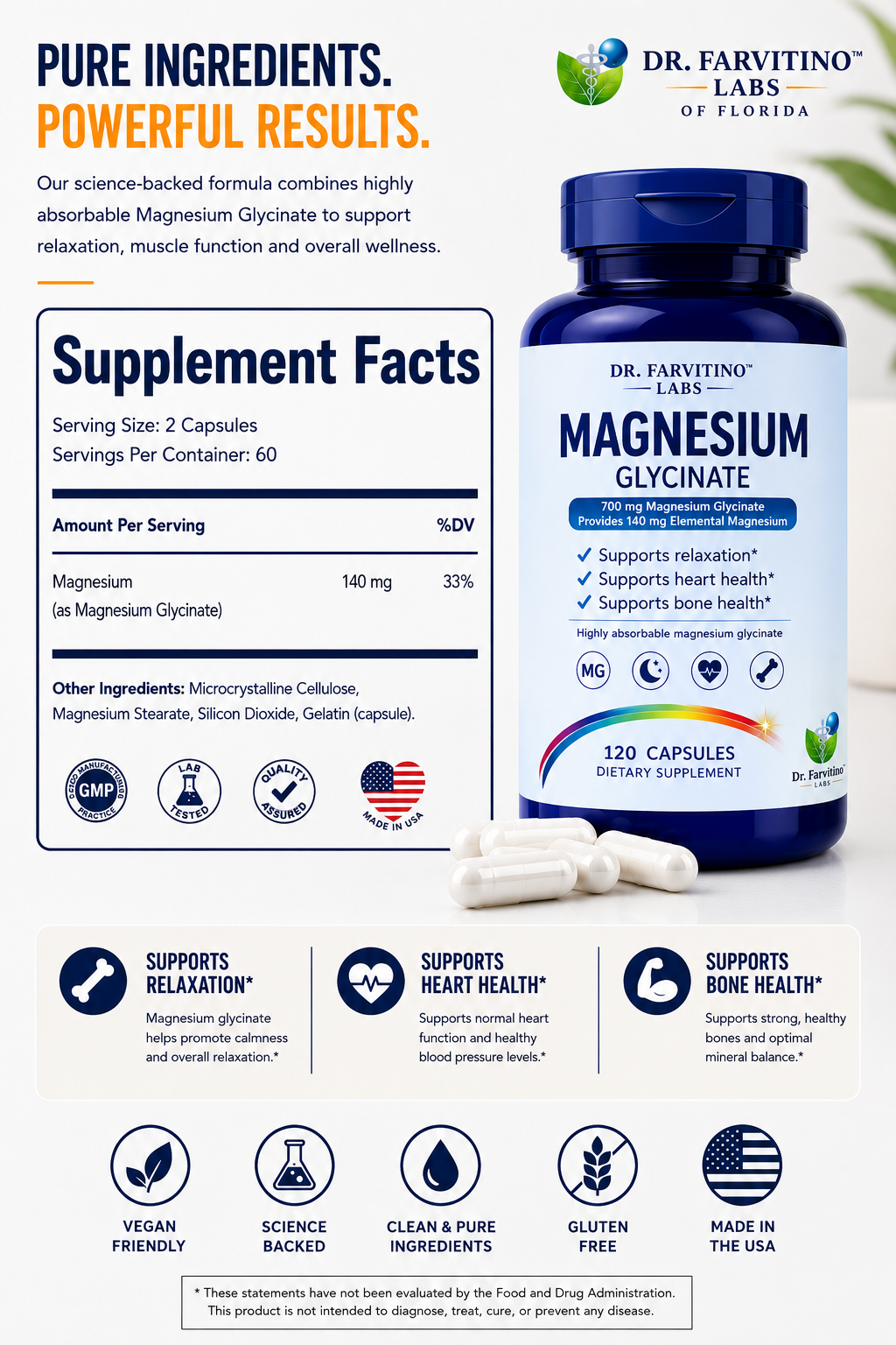 Magnesium Glycinate 350mg - High Absorption Chelated Magnesium Supplement for Sleep, Calm, Muscle Relaxation, Healthy Heart, Bone & Nerve Support for Women & Men - 120 Capsules