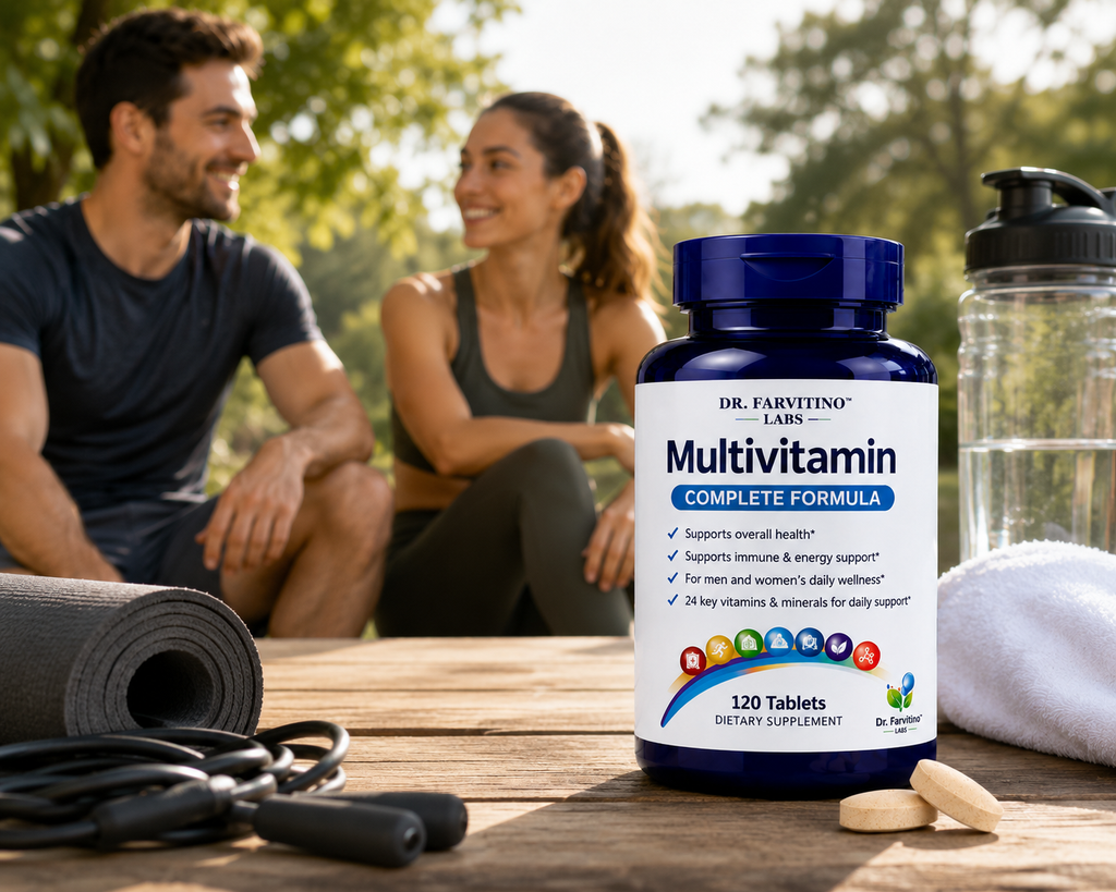 DR. FARVITINO LABS Multivitamin for Men & Women – Daily Multivitamin with Vitamins A, C, D3, E, B-Complex & Zinc – Supports Energy, Immune, Brain, Heart & Eye Health – 120 Tablets