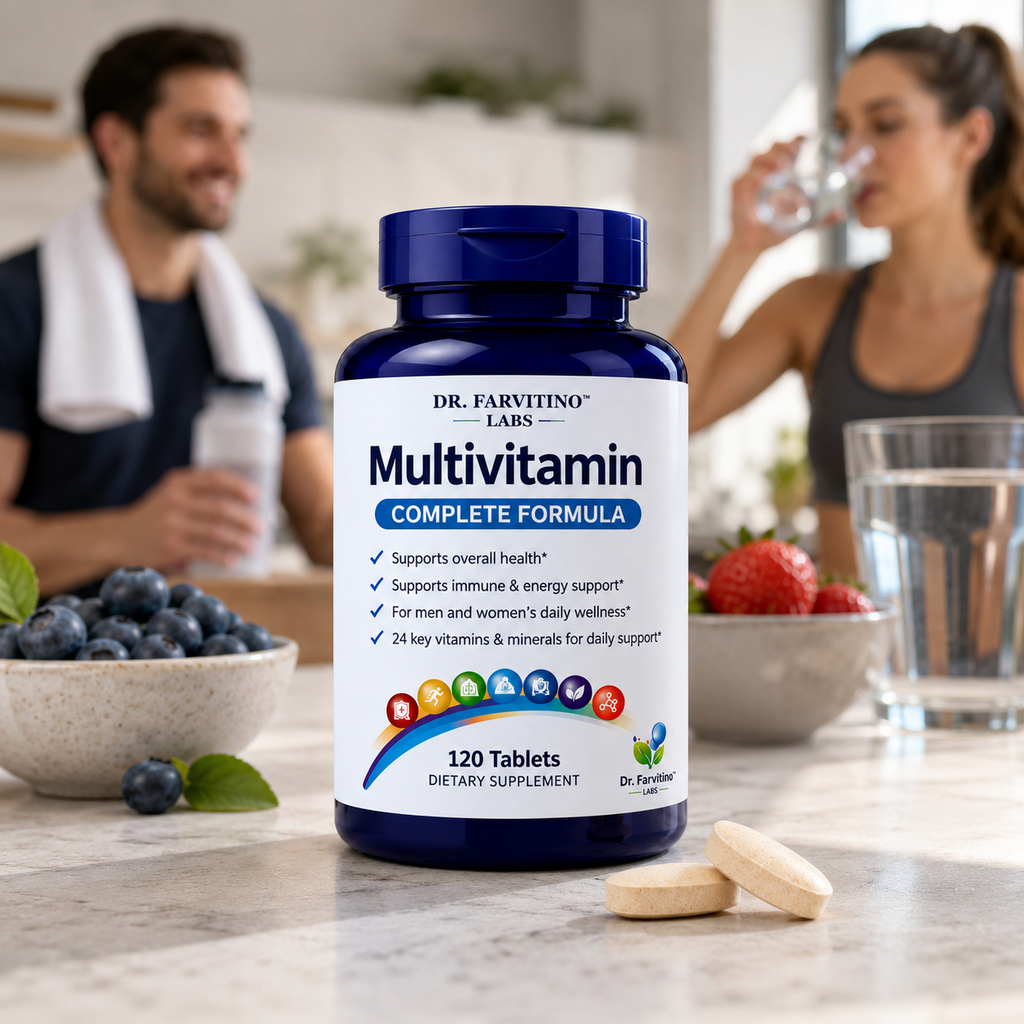 DR. FARVITINO LABS Multivitamin for Men & Women – Daily Multivitamin with Vitamins A, C, D3, E, B-Complex & Zinc – Supports Energy, Immune, Brain, Heart & Eye Health – 120 Tablets