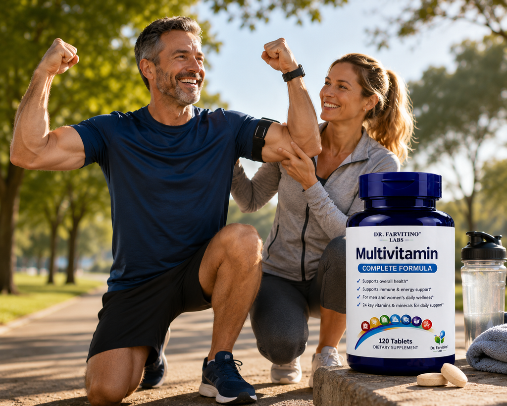 DR. FARVITINO LABS Multivitamin for Men & Women – Daily Multivitamin with Vitamins A, C, D3, E, B-Complex & Zinc – Supports Energy, Immune, Brain, Heart & Eye Health – 120 Tablets